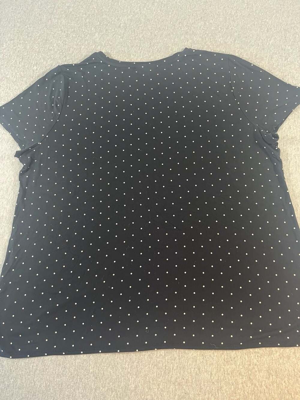 Alfani Black Polka Dot Short Sleeve Layered Hem Top Size XL #45-12 - Picture 5 of 8